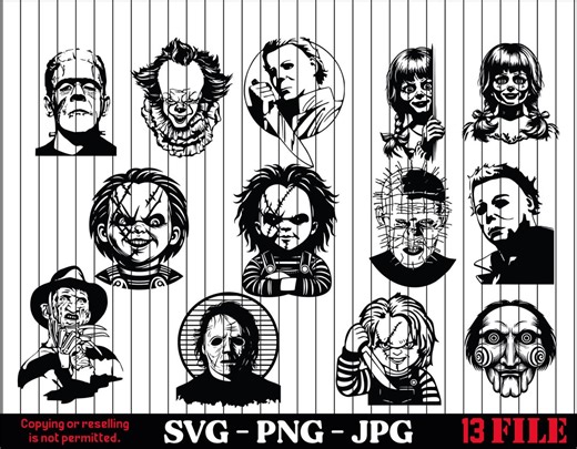 Halloween Horror Movie Killers SVG Bundle: Scary Characters (digital Download - Etsy