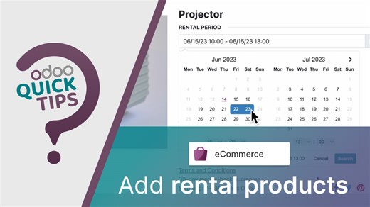 Looking to offer rental products online? 🕐 Try out Odoo eCommerce here: https://www.odoo.com/r/0Ih #OdooQuickTips #OdooEcommerce #erp | Odoo