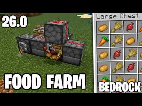 BEST Easy Food Farm in Minecraft Bedrock 26.0! (Fast & Automatic)