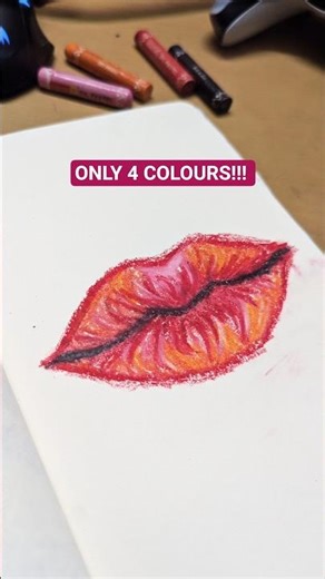 How to Draw Semi-Realistic Lips with ONLY 4 Colors! 👄 #shorts