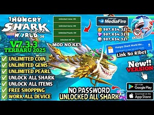Hungry Shark World Mod Apk Versi 7.3.3 Terbaru 2025 - Unlock All Shark & Unlimited Money