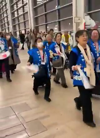 Japanese Arrive in Israel Singing!Devoted Japanese supporters dance through Ben Gurion Airport with joy, waving both flags and celebrating the arrival to the Jewish State. Real friendship.Share if you love this.