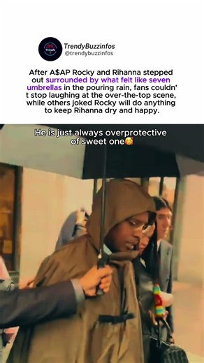 Rihanna and A$AP Rocky Step Out in the Rain Surrounded by Umbrellas #rihanna