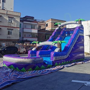 [Hot Item] Commercial Grade Amusement Park Fun City Water Slide Inflatable Castle Slide with Pool for Kids and Adults