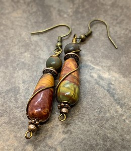 Red Creek Jasper Dangle Earrings: Bohemian Rustic Teardrop Jewelry - Etsy