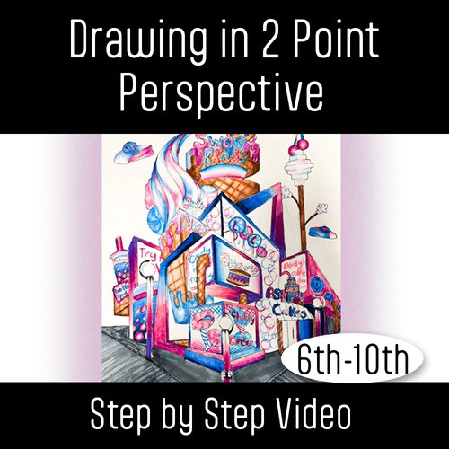 Step by Step 2 Point Perspective Drawing Video | Middle School Art Lesson