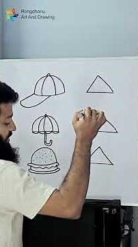 Drawing for Children from Semicircles and Triangles #rongdhonuartanddrawing #shorts