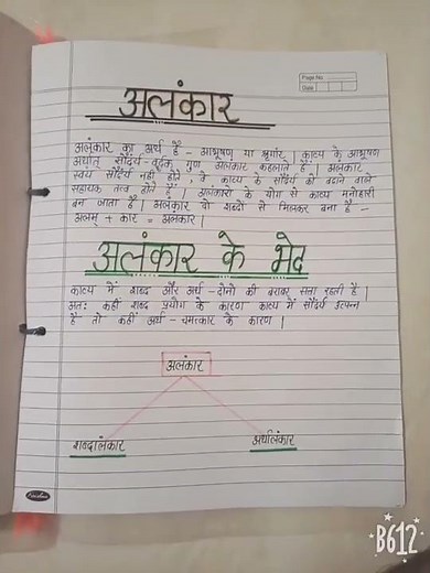 class 10 Hindi alankar project file