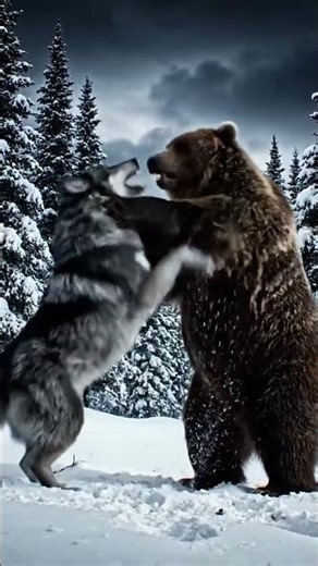 Wolves Surround the Giant Bear