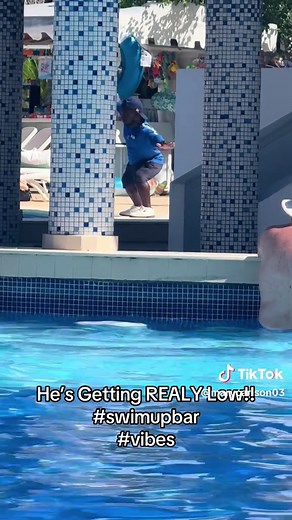 He’s getting low!! 😂 Swim up bar in the Dominican!! #puntacana #swimupbar #howlowcanyougo #vacation #2025