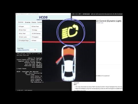 Audi B7 RS4 headlight adjustement calibration/coding with VCDS