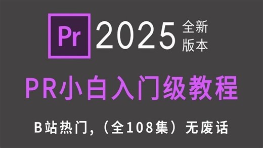 【2025PR保姆教程】0基础一套搞定，剪辑 调色 字幕 卡点！108课时附素材！