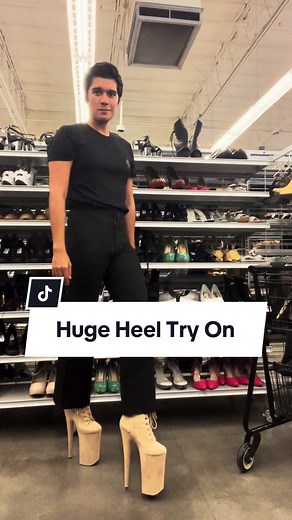 Trying on massive insane pair of heels #meninheels