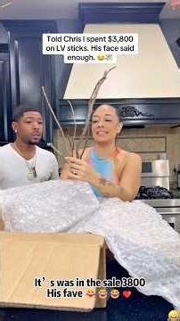 I told my husband I bought an LV walking stick.#cedandpaige #fyp #viralvideo #marriedcouple #prank