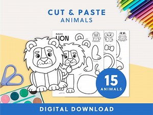 15 Cut and Paste Animals | Cut Out and Glue Activity | Printable Animal Crafts | Cutting Practice for Kids | Educational and Learning - Etsy