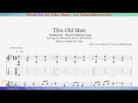 This Old Man (Traditional - Nursery Rhyme Song) Acoustic Guitar Arrangement with Tab