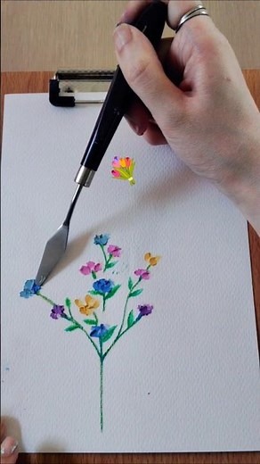 Easy oil pastel flowers using a palette knife.💐 #oilpastel #art #flowers #drawing #painting