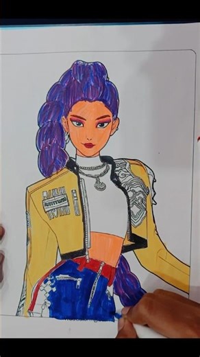 let's colour rumi from #kpopdemonhunter #kpop #ytshorts #art #fun #howitsdone #drawing #painting