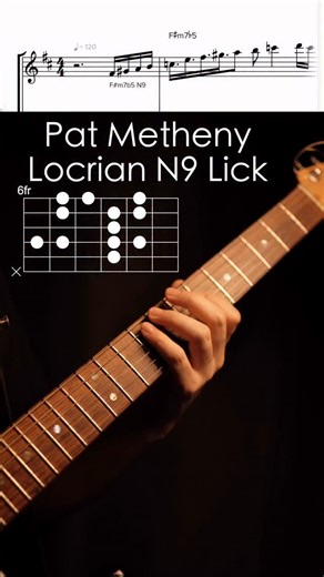 This one is from Pat Matheny’s solo on I Fall in Love Too Easily from Dream Box album. Tab on patreon @yuto_kanazawa It’s a request from my student who’s working on this song. For this part, Pat started playing F#m7b5 natural 9th lick, which is so called locrian natural 9, just another variation of a melodic minor chord. Then he went on playing Em blues lick over Em7 which is II minor in the key of D. It’s pretty fun to work on Metheny solo, his time feel is very unique it’s laid back but not dr