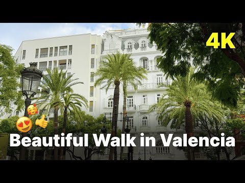 Walking in Valencia Spain 4K · Beautiful Streets and Turia Gardens Ambience