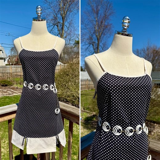 MOD Vintage 60s Black Polkadot Dune Deck Mini Dress / Vintage 60s Black & White Polka Dotted Summer Dress / Vintage 60s Polkadot Dress - Etsy