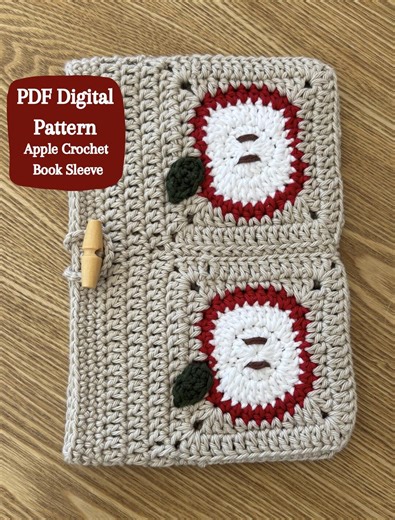 Crochet Apple Book Sleeve | Digital Pattern | PDF Download - Etsy