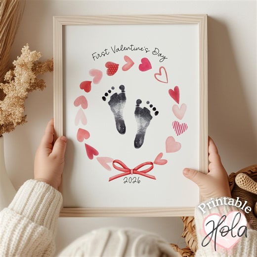2026 Valentine Footprint Craft, My First Valentine's Day, Printable DIY Memory Keepsake, Babies Footprints, Parent Resources - Etsy