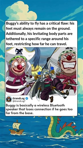 Buggy’s ability to fly has a critical flaw his feet must always remain on the ground Additionally,