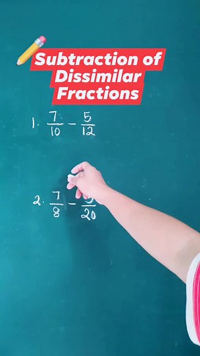 Subtraction of Dissimilar Fractions Tutorial