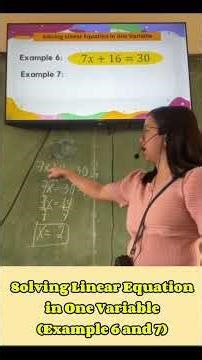 Solving Linear Equation in One Variable (Example 6 , 7) #mathematics #Math8 #mathtutor #MaamPagayon