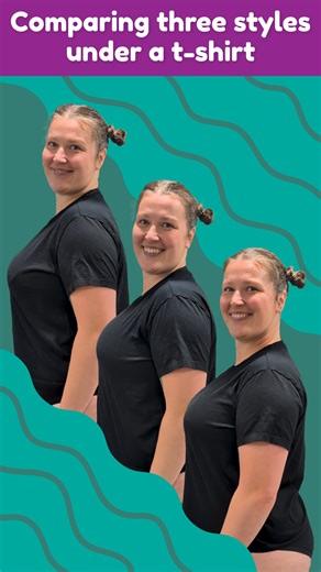 Here's an idea of what our three different styles of bra look like under clothing. Original bra - Great support, wider straps and nursing friendly. Flexi-Size bra - Adjustable features and more sensory friendly. Racerback bralette - Fuller bust sizing and great support for a non-wired bralette. All three styles are wire free, available in an inclusive size range, and great for size fluctuations! Katy wears an XL Cosmic Original bra, 2XL Epic Racerback bralette and a 40G/GG Flexi-size bra. [Video