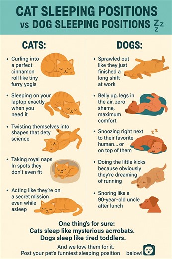  Cat Sleeping Positions vs Dog Sleeping Positions ✨ Ever noticed...