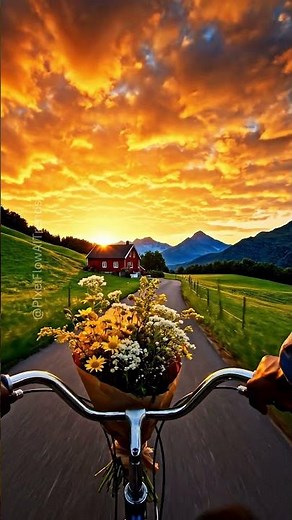 POV: Riding a Bicycle Through Golden Hills at Sunset 🌄🚲