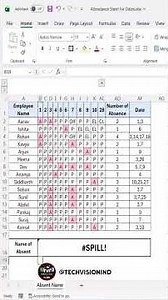 attendance sheet in Excel💥🚀💯 #computerlearning #excel #computereducation #exceltips