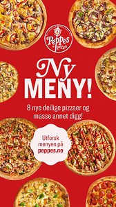 NY MENY🥳 8 nye pizza og masse annet digg! Utforsk menyen nå🍕 Bestill på nett/i appen eller besøk din nærmeste Peppes❤️ | Peppes Pizza