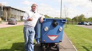 Man builds road legal bin he can drive around