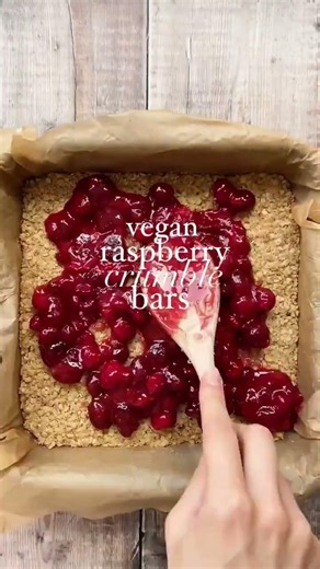 Vegan Raspberry Crumble Bars 🍓✨ Easy Traybake Heaven! #RaspberryCrumbleBars #VeganBaking