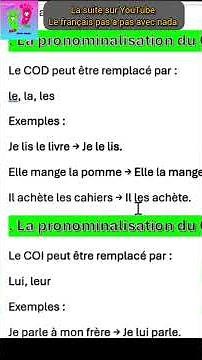 la pronominalisation du COD et COI#l'examen#apprendre le français