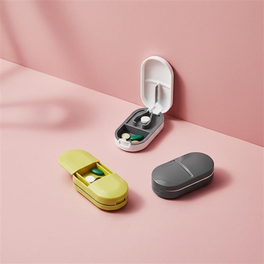Compact Plastic Pill Divider & Storage Container With Pill Cutter | Slide-open Design Travel Organizer for Home, Office, or Daily Health - Etsy