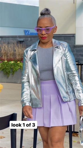 Shake up your traditional holiday colour combos this season. I’ll be sharing some combos around this lilac skirt over the next few days Stay tuned to learn if we have the same favourite. Jacket @karllagerfeld purchased @saksoff5th Tank @zara Shoes @raid.london purchased @hudsonsbay Skirt designLab purchased @hudsonsbay #50sfine #maturefashion #proaging #torontocreatives #holidayoutfits | 50sfine