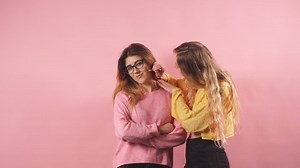 Portrait of independent young girls advocating feminism. Independence, feminism, freedom concept.