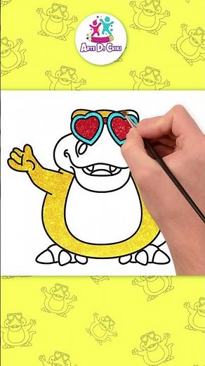 🦖💚 Squishy the Dinosaur 🦕 | Easy Drawing for Kids | Chiki Art #shorts