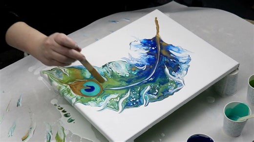 Peacock Feather Dutch Pour Painting!!
