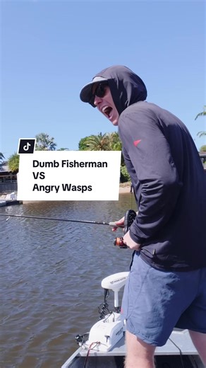 Dumb Fisherman Attacked by Angry Wasps