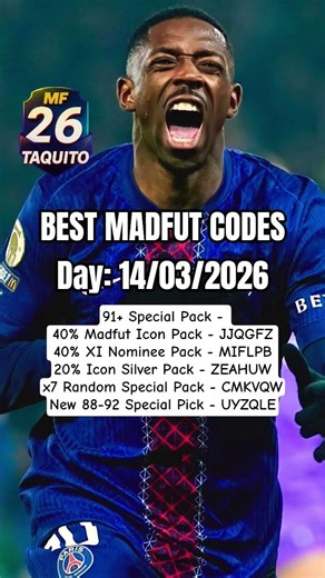 BEST MADFUT CODES TODAY (14/03/2026) ✅🔥 #madfut #madfut26 #codes #gaming #gifts #foryou #fyp