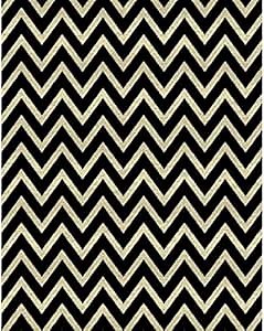 AS Quality Rugs Chevron Area Rug - Stylish Modern Black Design Pet-Friendly and Easy-Clean Perfect for Living Rooms Bedrooms and Bathroom Long-Lasting Black and Ivory Medium Rug Black - 5x8