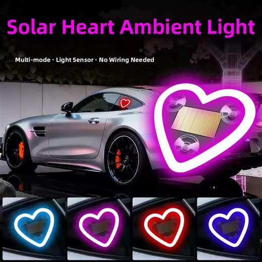 Solar Neon Heart LED Light – JDM Car Accessory Smart Lighting - Etsy