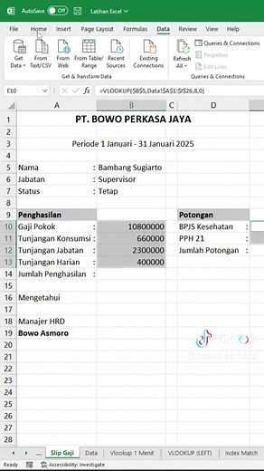 Membuat Slip Gaji Sederhana dengan VLOOKUP Excel