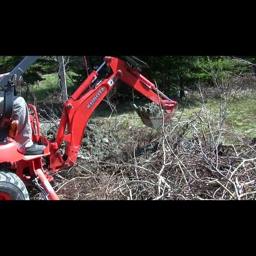 Digging Fence Post Hole with Kubota BX Backhoe (Weighted Line Guide)