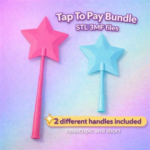 STL 3MF Star Wand Tap to Pay Bundle, Telescopic + Festival Short Handle 16cm, Magic Credit Card Holder, Tiktok Viral NFC Wand, 3D Print File - Etsy Canada
